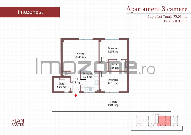 Militari, 3 camere, curte 67 mp si 2 parcari proprii, 75 mp, finisat modern, comision 0%.
